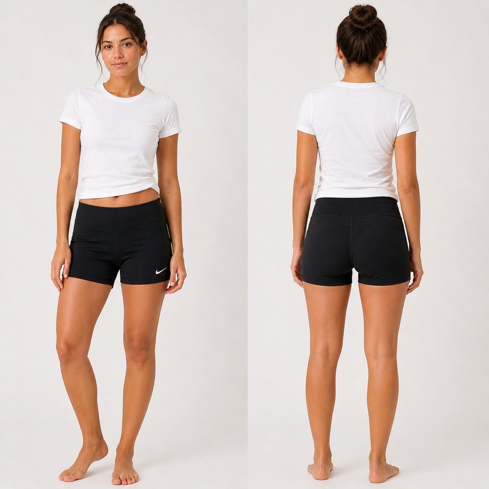 Nike Biker Shorts Womens Medium Black Swoosh Athletic Yoga Gym - Picture 2 of 8